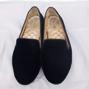 Birdies the Starling slipper slip on loafers in black velvet size 6